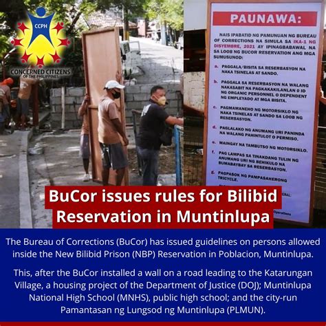 BuCor issues rules for Bilibid Reservation in Muntinlupa .